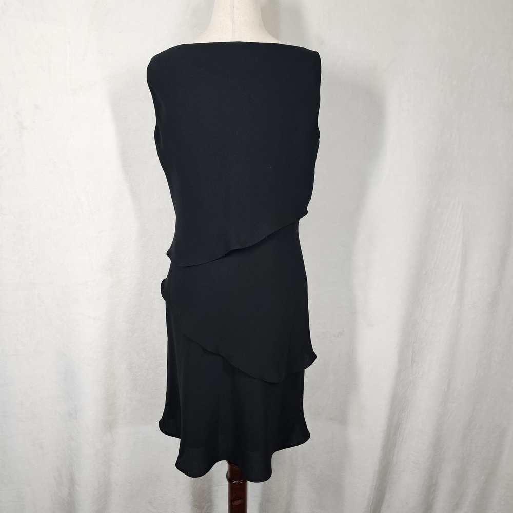 Jones New York Dress Womens 8 Black Sleeveless Tiered Layered Little Black Dress - Picture 2 of 9